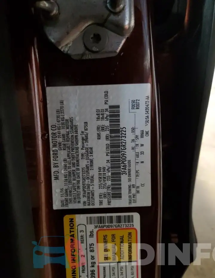 3FA6P0D97GR273225 Photo# 12
