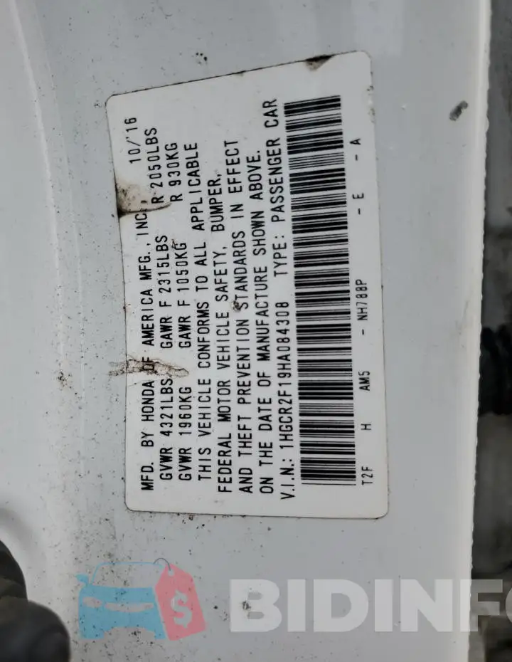 1HGCR2F19HA084308 Photo# 12