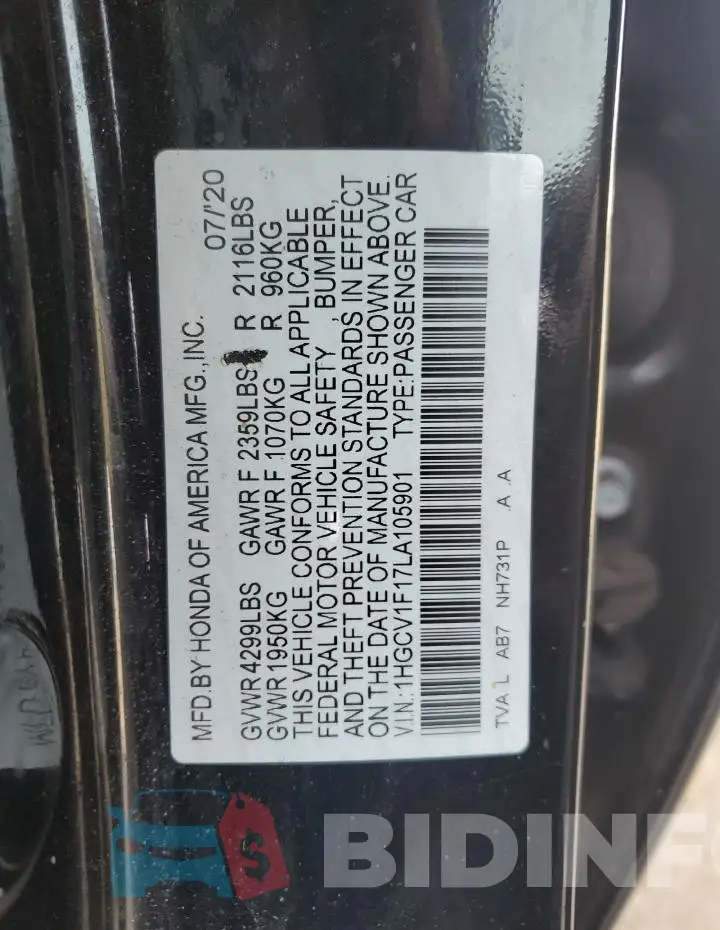 1HGCV1F17LA105901 Photo# 12