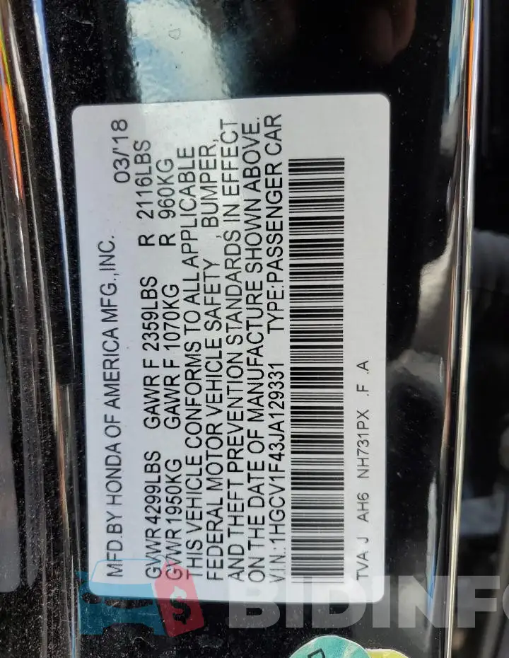 1HGCV1F43JA129331 Photo# 13