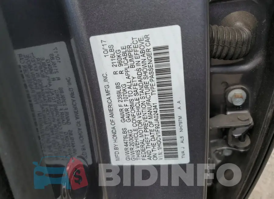 1HGCV1F92JA024341 Photo# 13