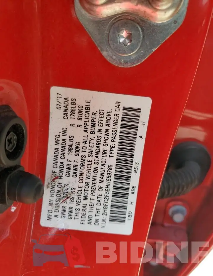 2HGFC2F56HH559786 Photo# 12