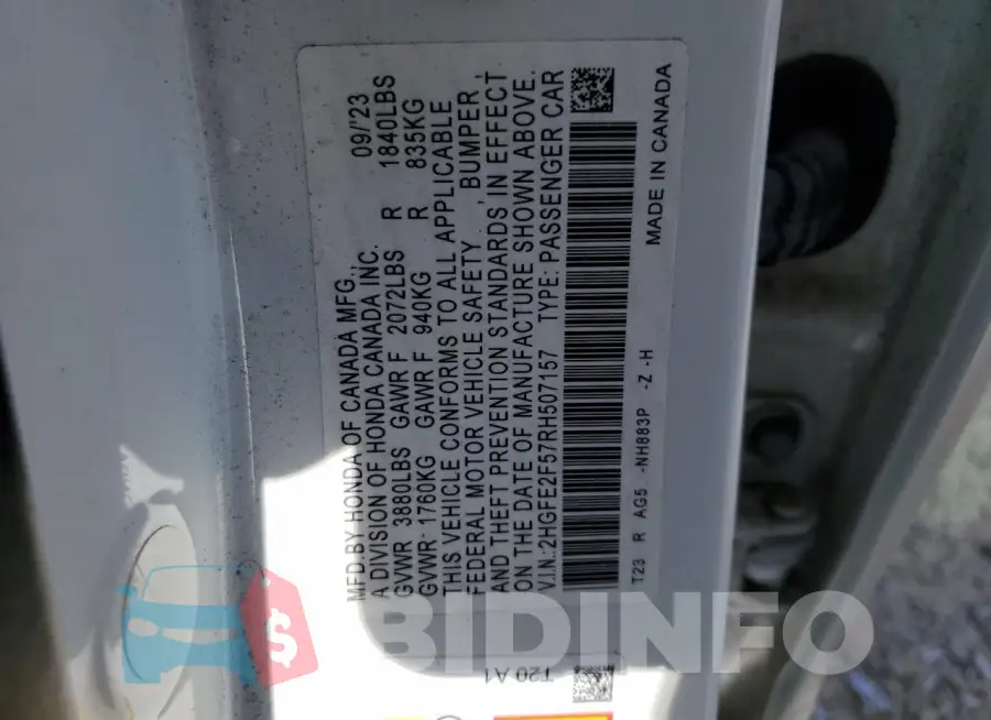2HGFE2F57RH507157 Photo# 12