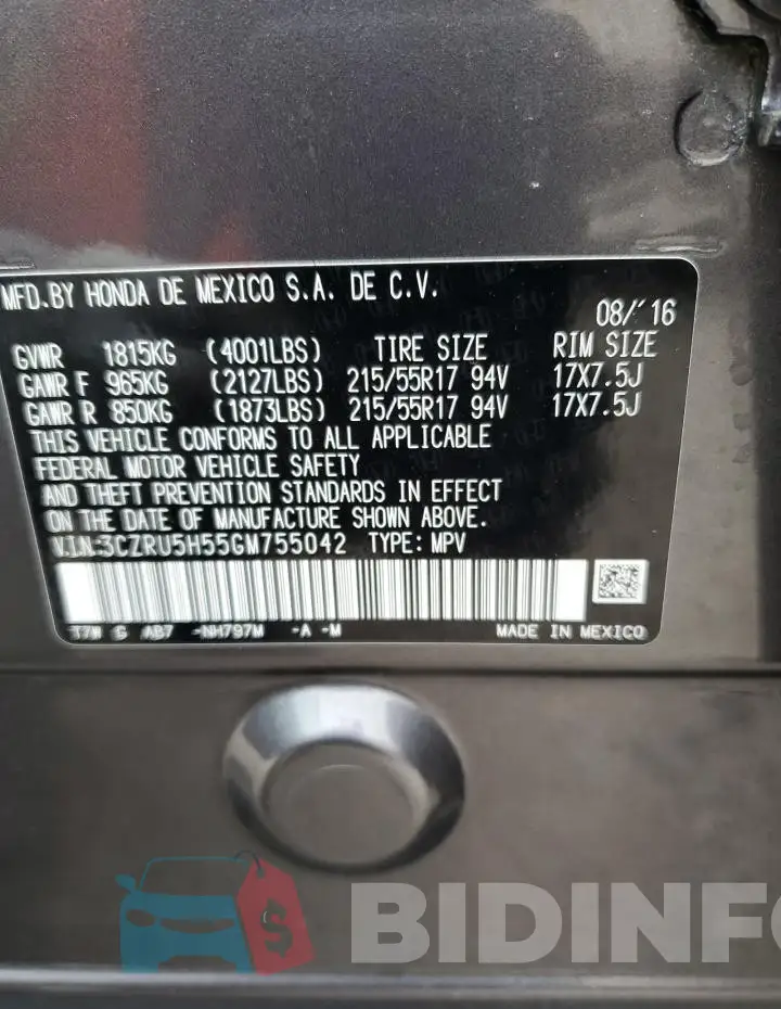 3CZRU5H55GM755042 Photo# 13