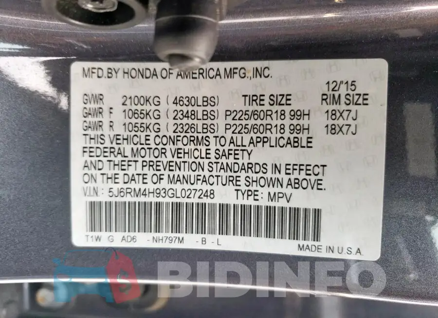 5J6RM4H93GL027248 Photo# 12