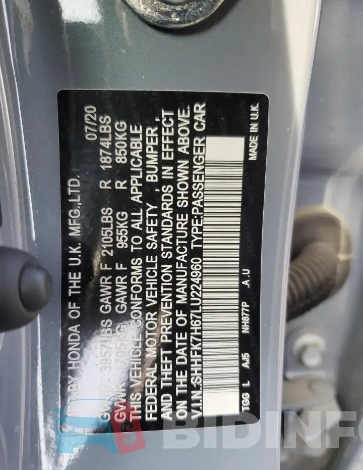 SHHFK7H67LU224960 Photo# 12