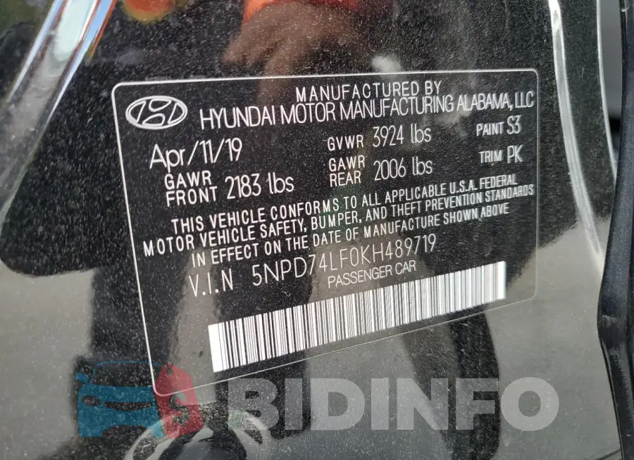 5NPD74LF0KH489719 Photo# 12