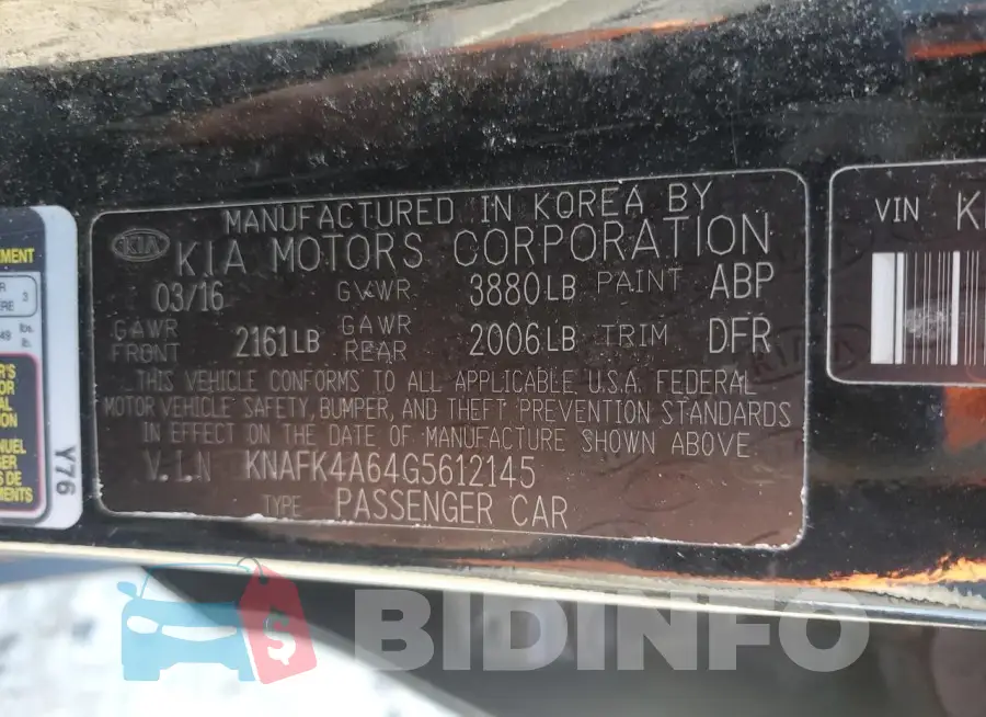 KNAFK4A64G5612145 Photo# 12