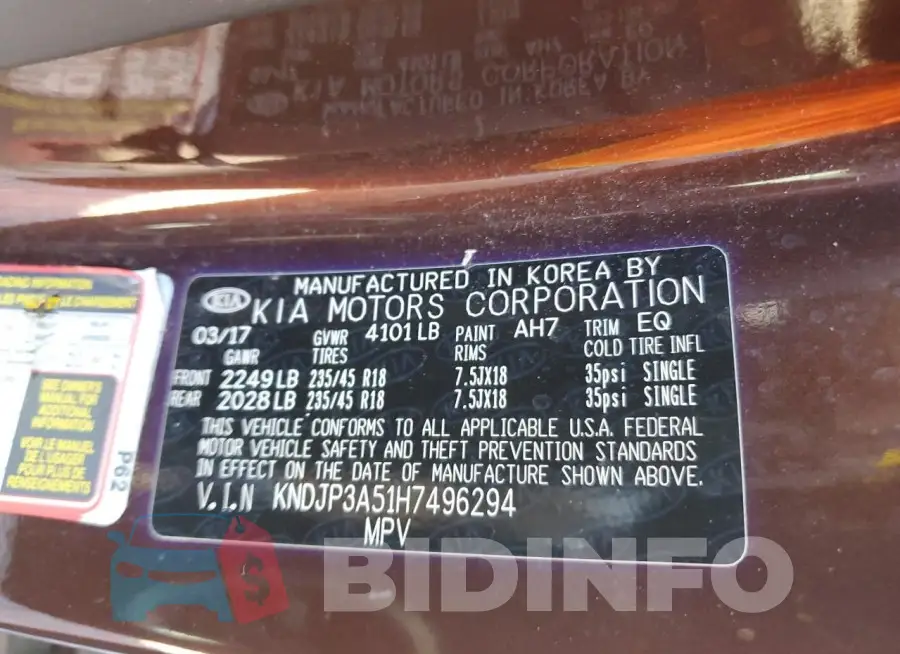KNDJP3A51H7496294 Photo# 12