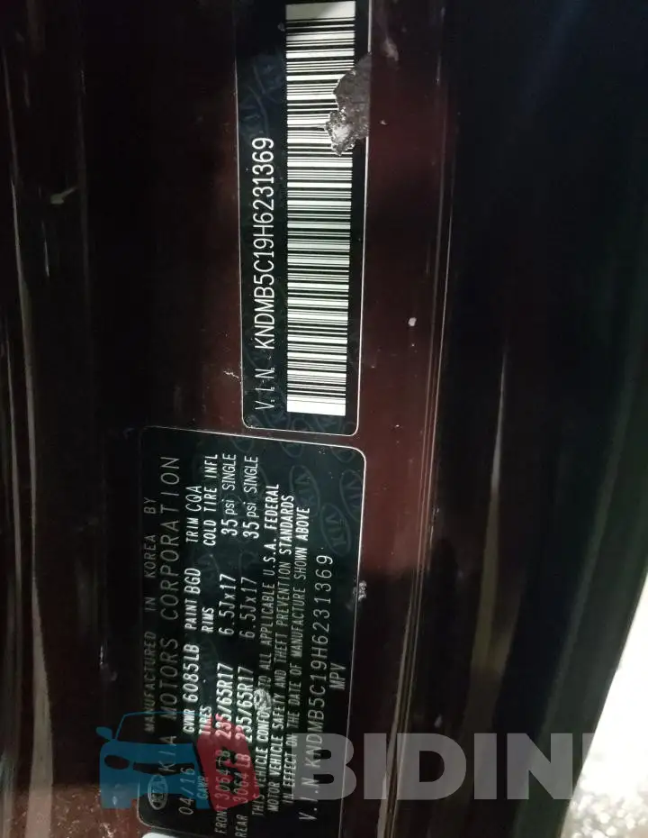 KNDMB5C19H6231369 Photo# 13
