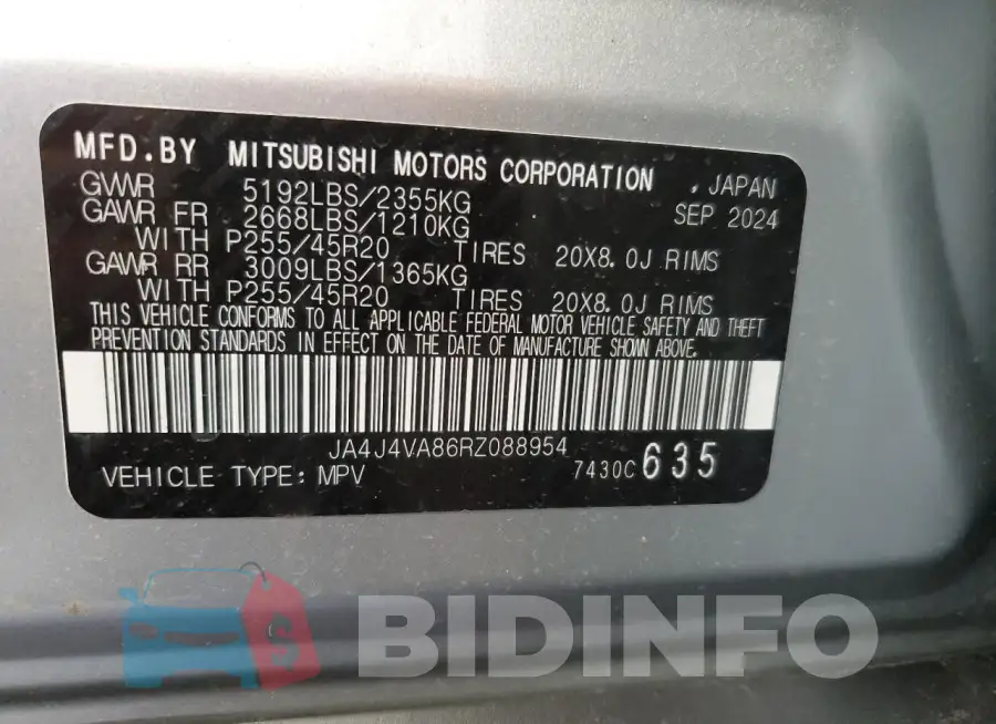 JA4J4VA86RZ088954 Photo# 13