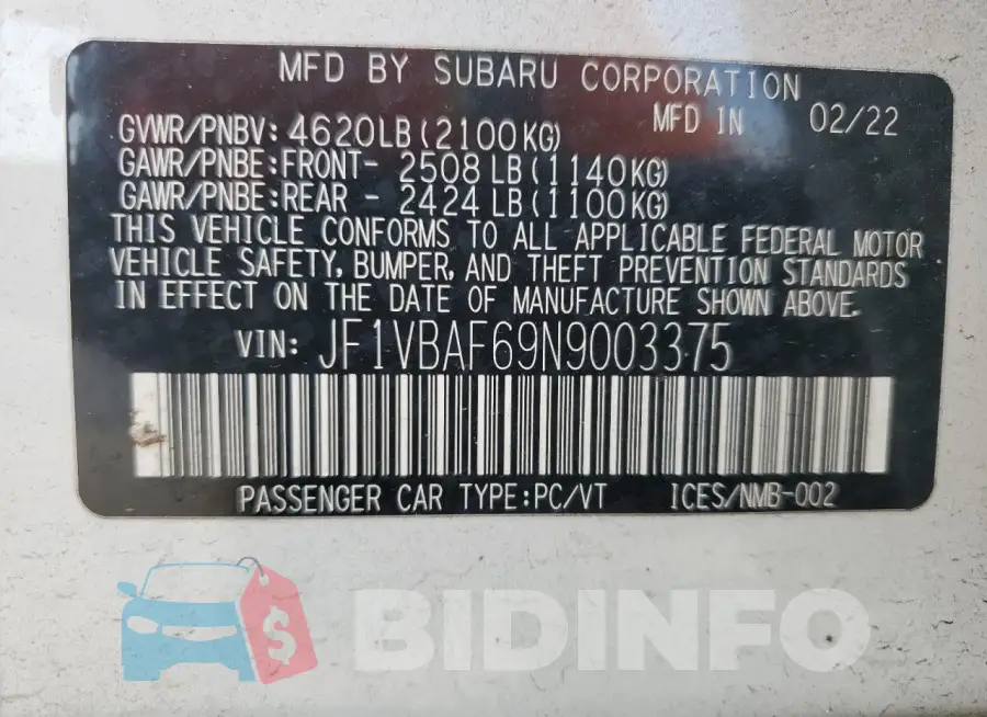 JF1VBAF69N9003375 Photo# 13