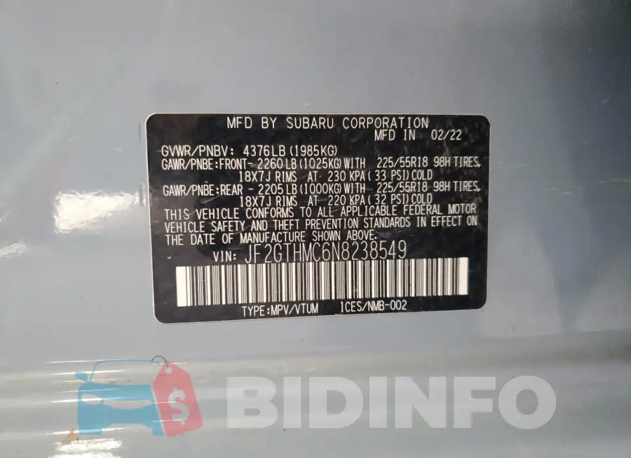 JF2GTHMC6N8238549 Photo# 13