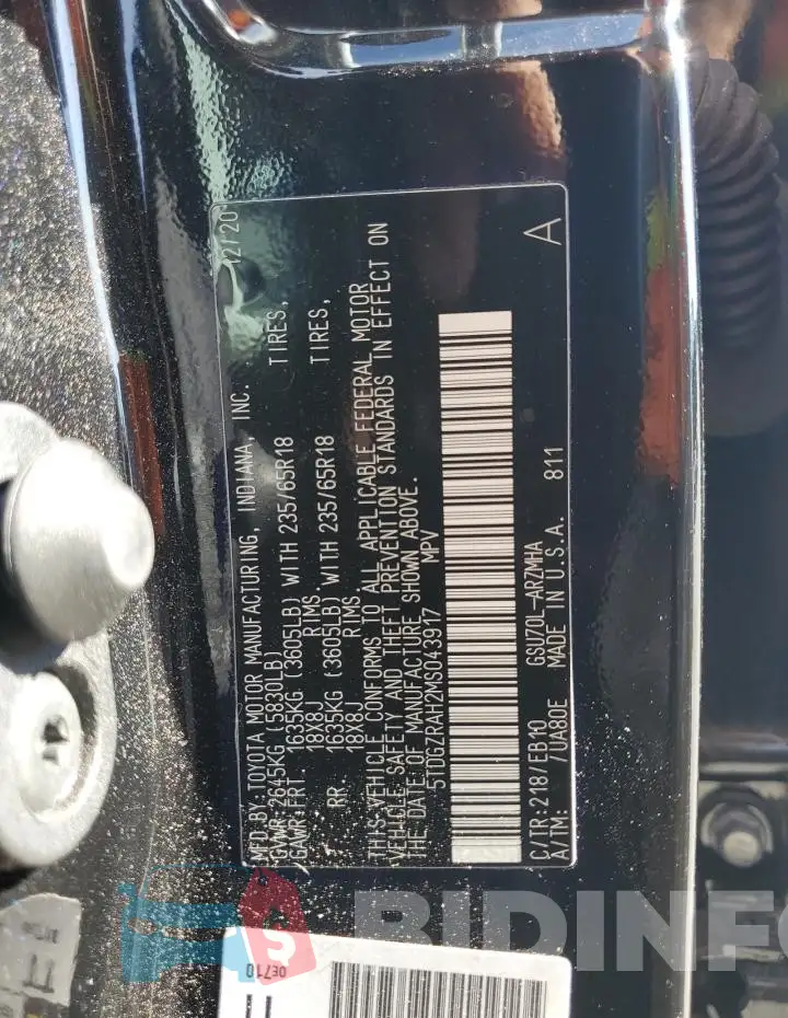 5TDGZRAH2MS043917 Photo# 13