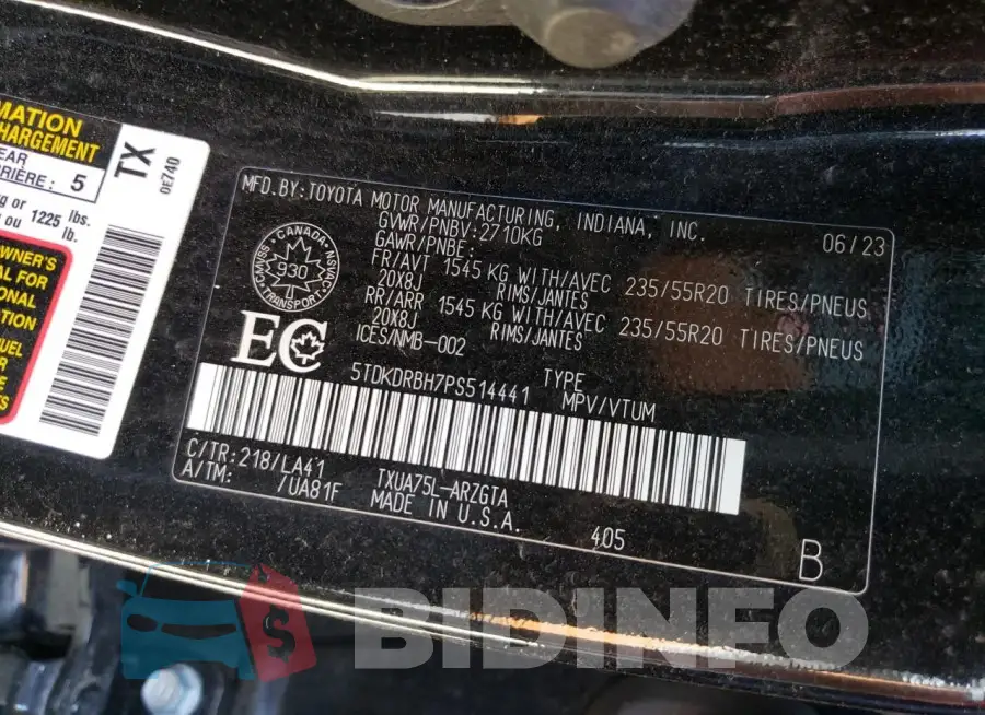 5TDKDRBH7PS514441 Photo# 14