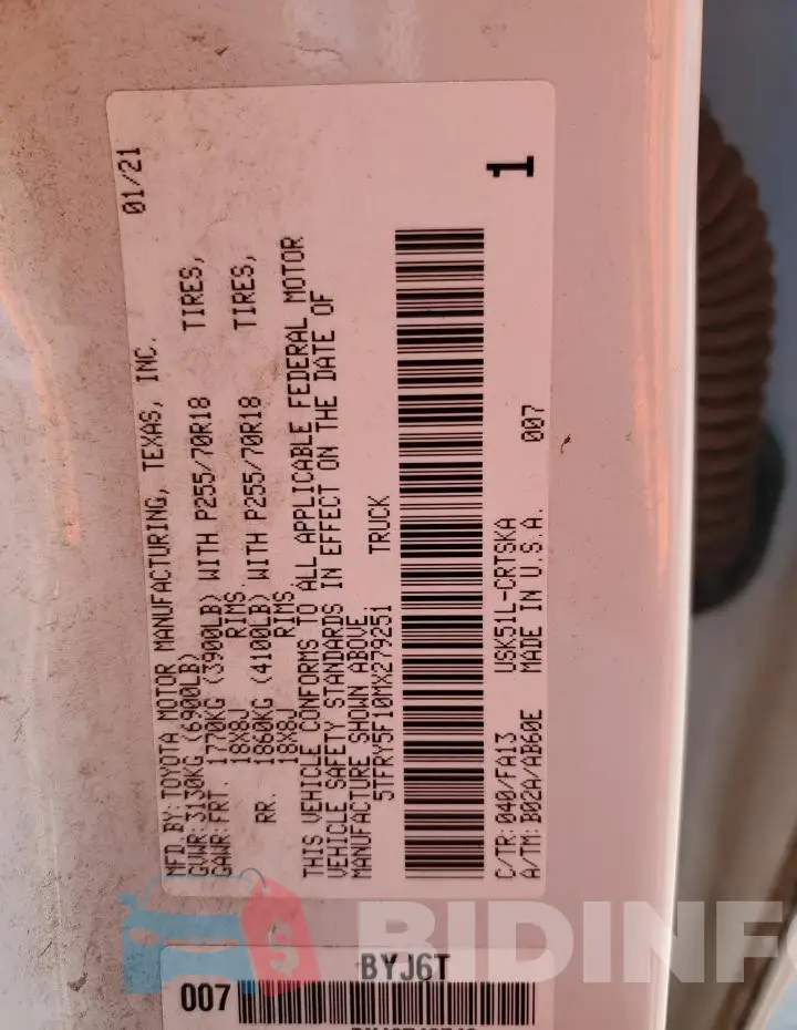 5TFRY5F10MX279251 Photo# 12