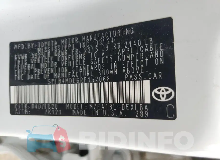 5YFB4MDE6RP152068 Photo# 12