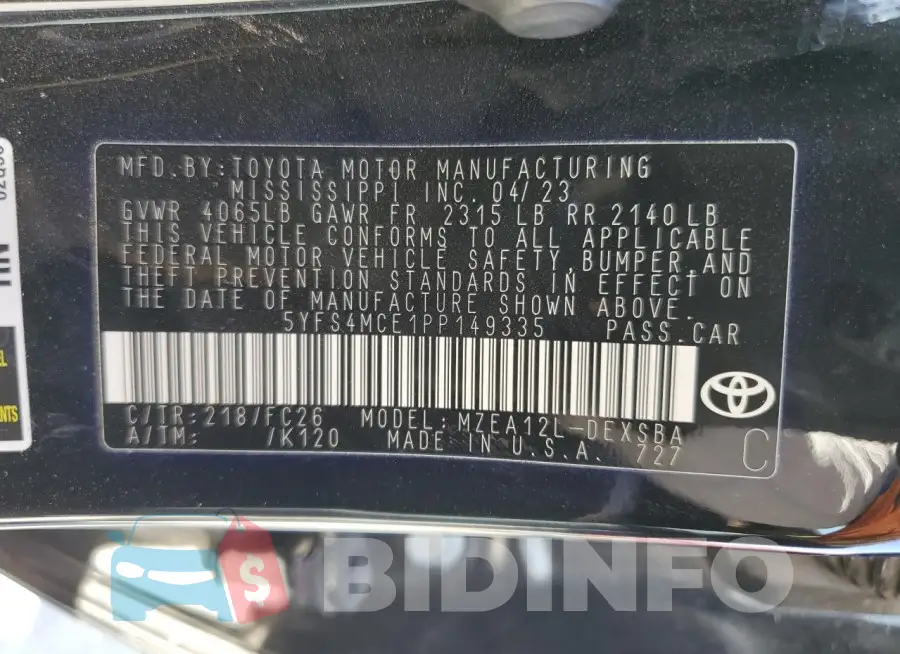 5YFS4MCE1PP149335 Photo# 12