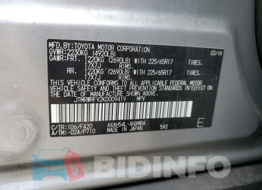 JTMRWRFV2KD009419 Photo# 12