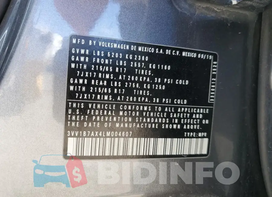 3VV1B7AX4LM004607 Photo# 13