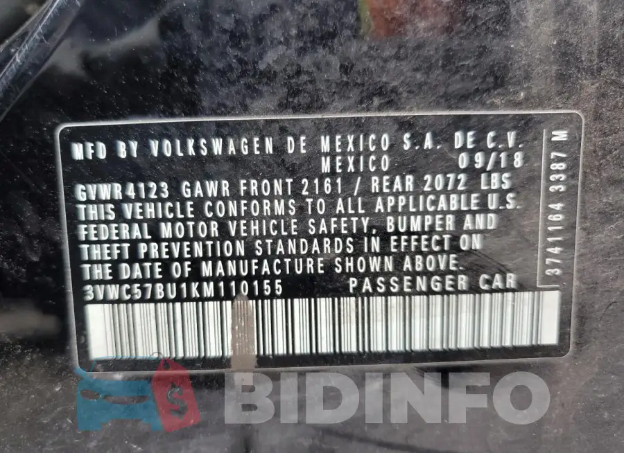 3VWC57BU1KM110155 Photo# 13