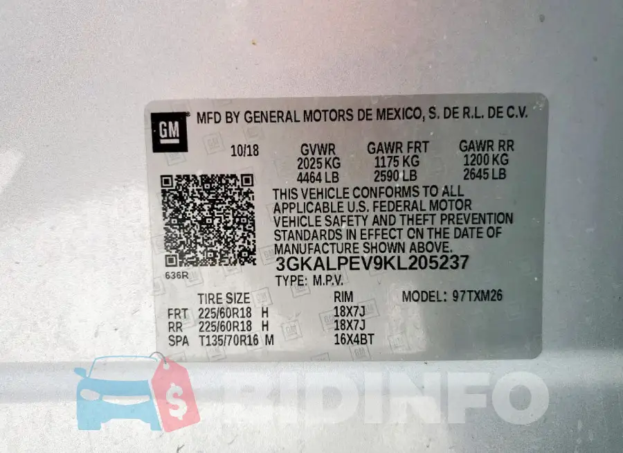 3GKALPEV9KL205237 Photo# 13