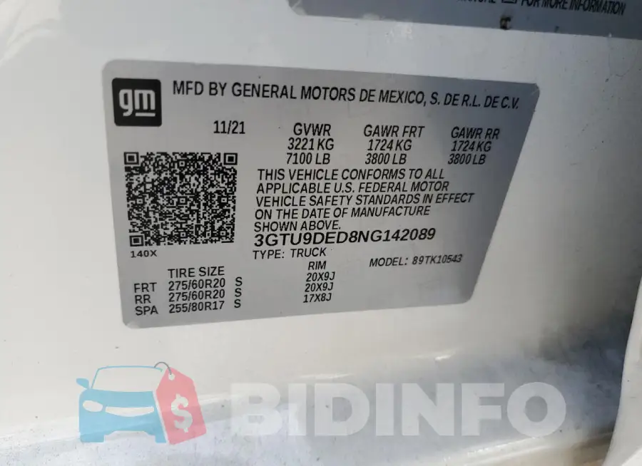 3GTU9DED8NG142089 Photo# 13