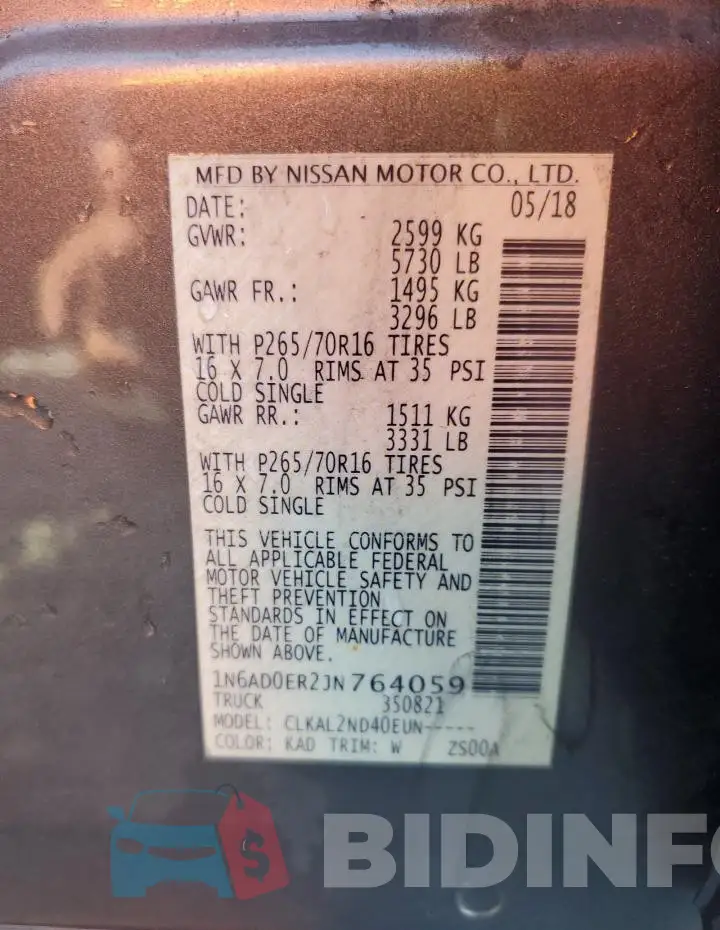 1N6AD0ER2JN764059 Photo# 13