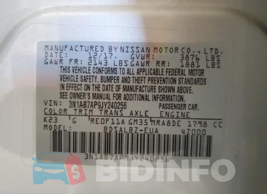 3N1AB7AP9JY240256 Photo# 12