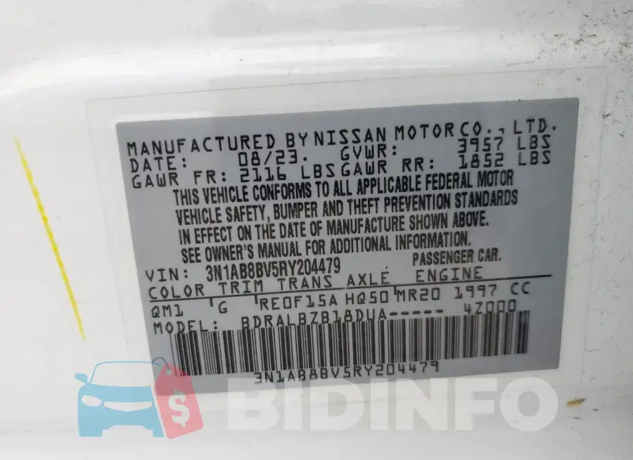 3N1AB8BV5RY204479 Photo# 13