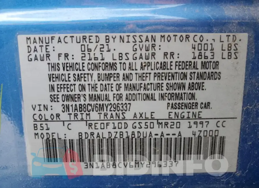 3N1AB8CV6MY296337 Photo# 13