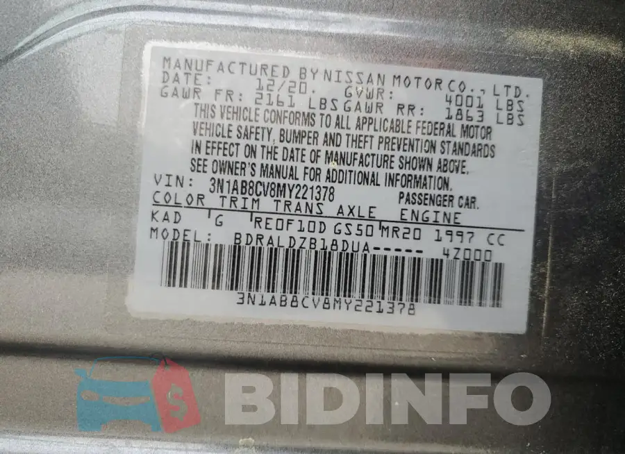 3N1AB8CV8MY221378 Photo# 12