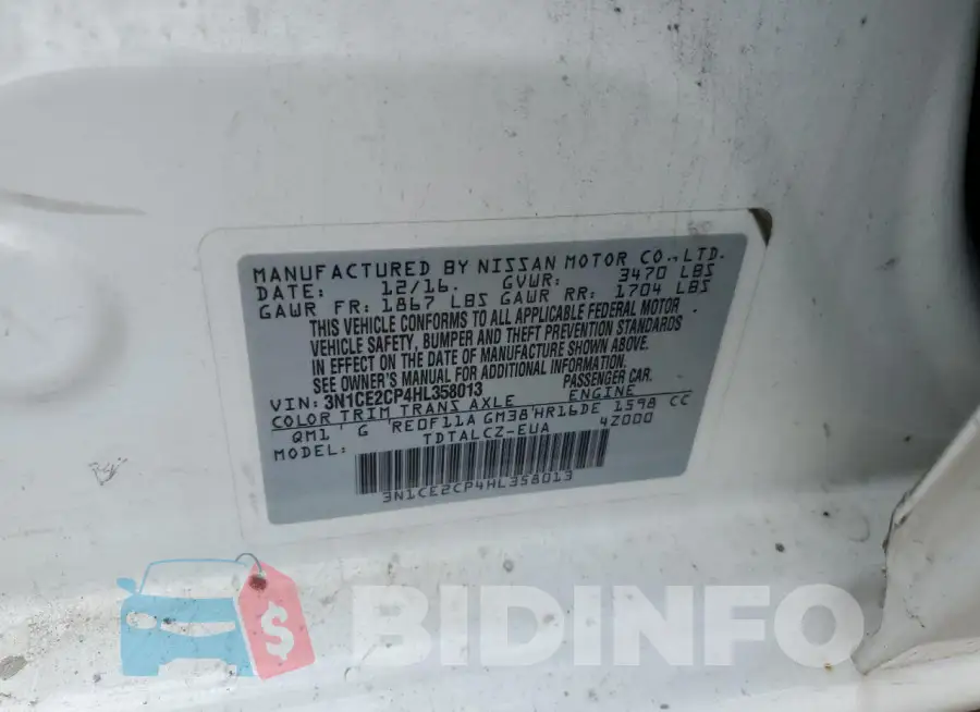 3N1CE2CP4HL358013 Photo# 12