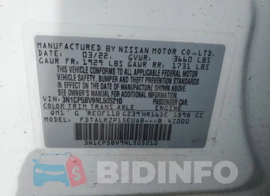 3N1CP5BV9NL505210 Photo# 12