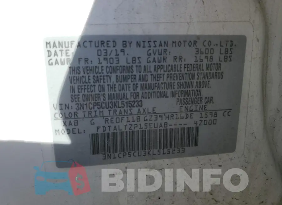 3N1CP5CU3KL515233 Photo# 12