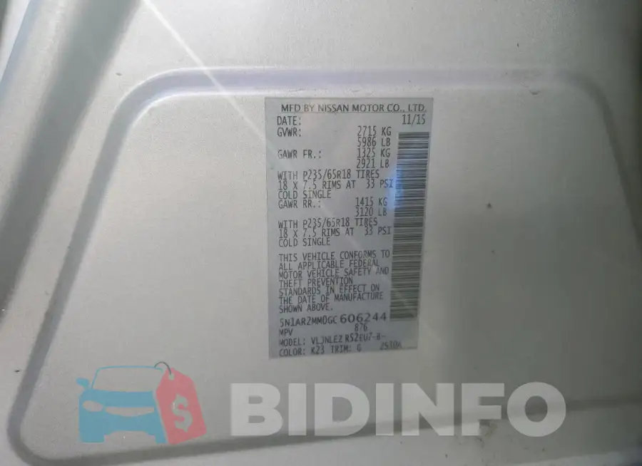 5N1AR2MM0GC606244 Photo# 13