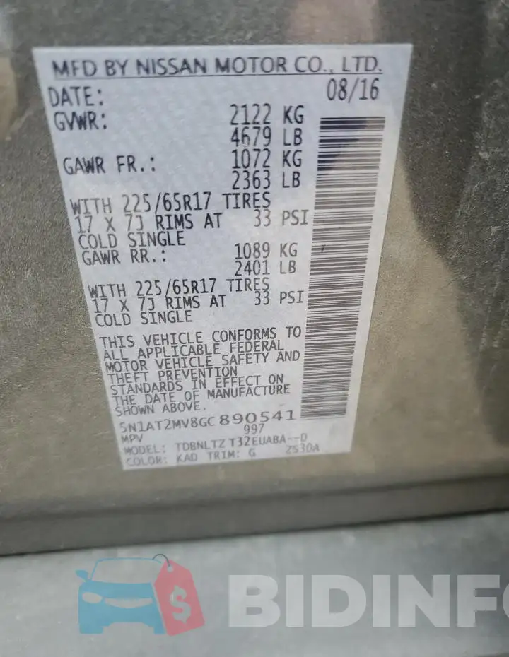 5N1AT2MV8GC890541 Photo# 13