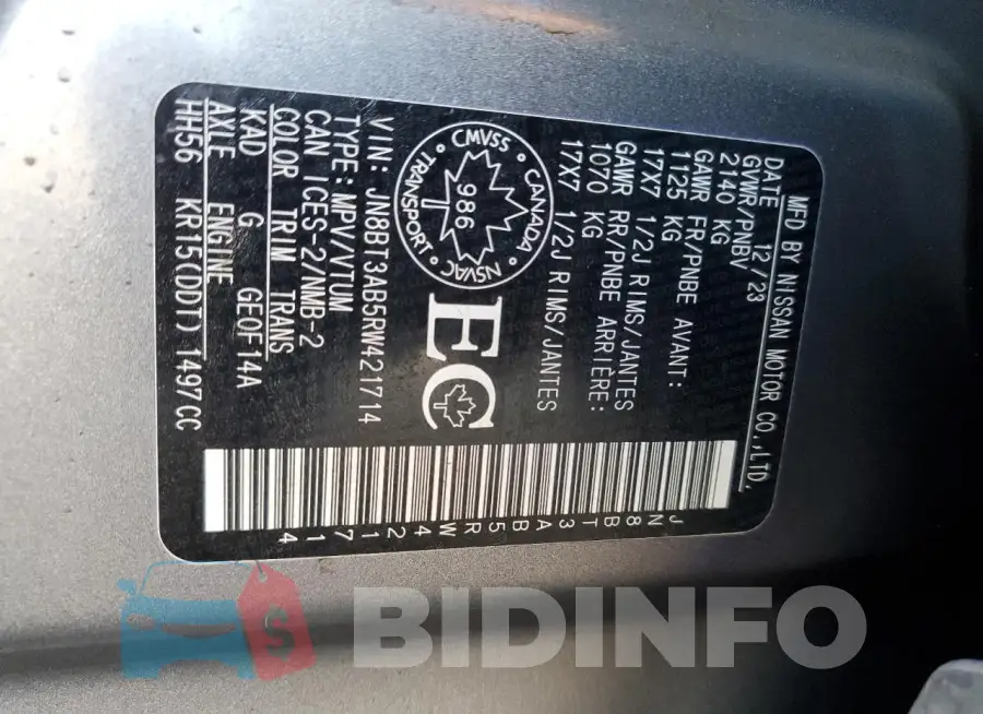JN8BT3AB5RW421714 Photo# 12