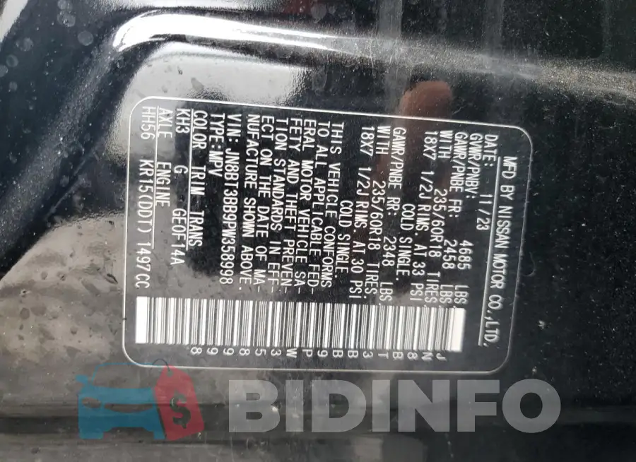 JN8BT3BB9PW358998 Photo# 14