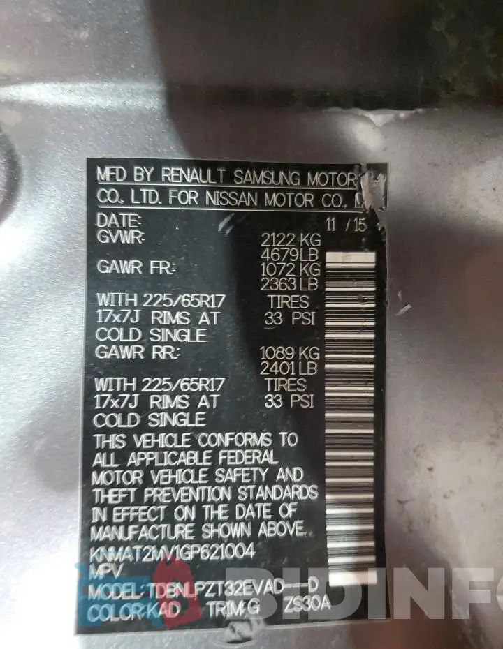 KNMAT2MV1GP621004 Photo# 13