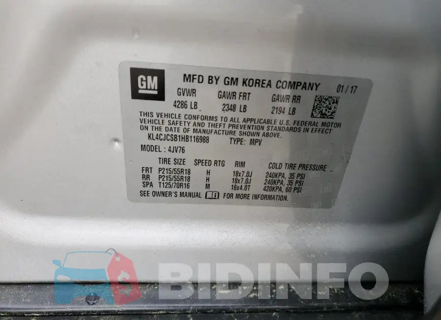 KL4CJCSB1HB116988 Photo# 12