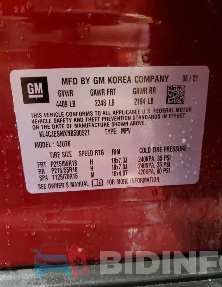KL4CJESMXNB500521 Photo# 14