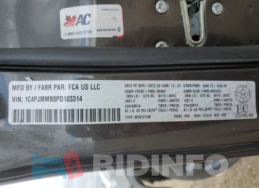 1C4PJMMB8PD103314 Photo# 14