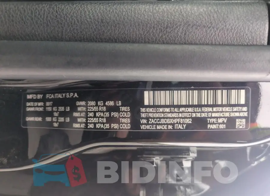 ZACCJBDBXHPF81062 Photo# 13