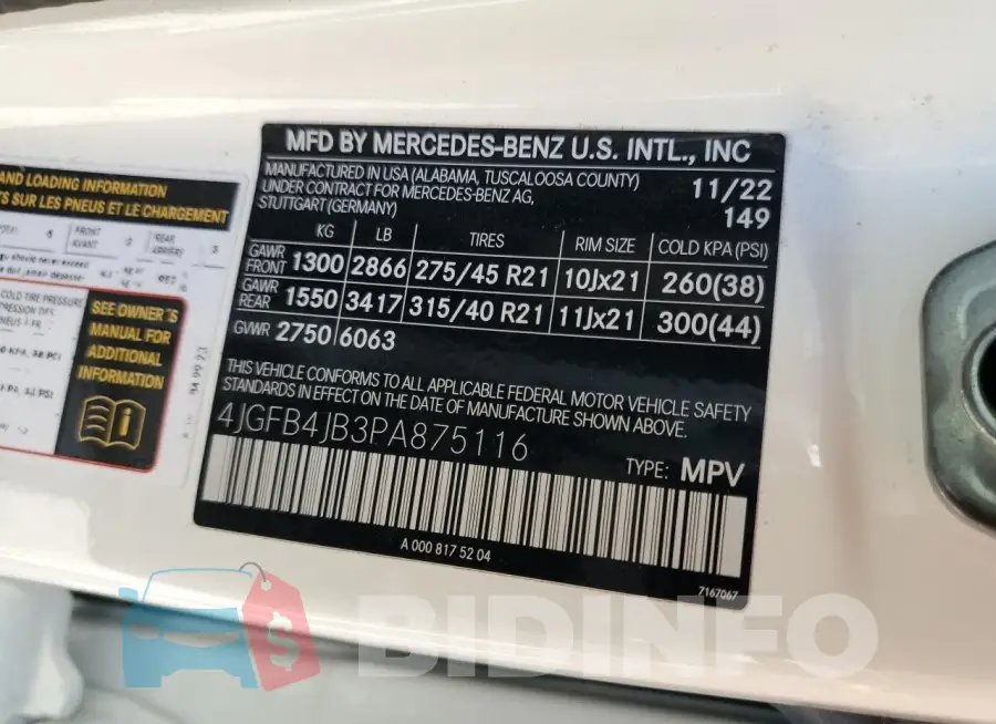 4JGFB4JB3PA875116 Photo# 13