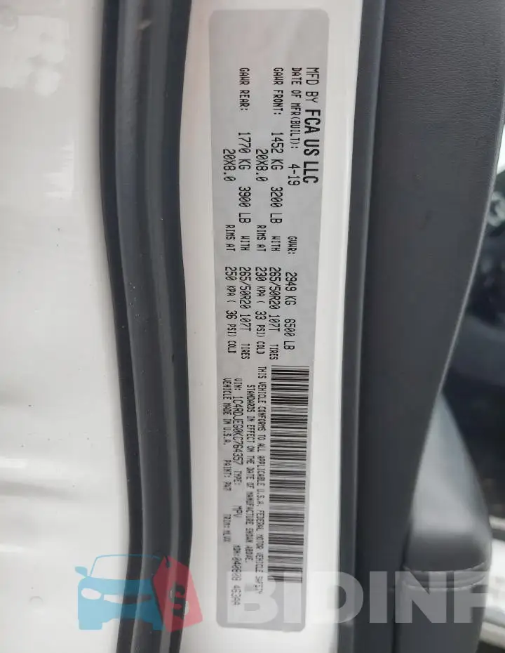 1C4RDJEG0KC764357 Photo# 13