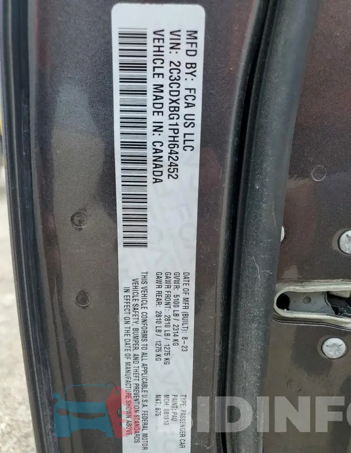 2C3CDXBG1PH642452 Photo# 12