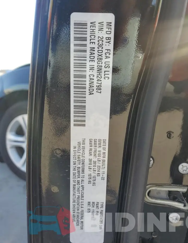 2C3CDXBG8NH247987 Photo# 12