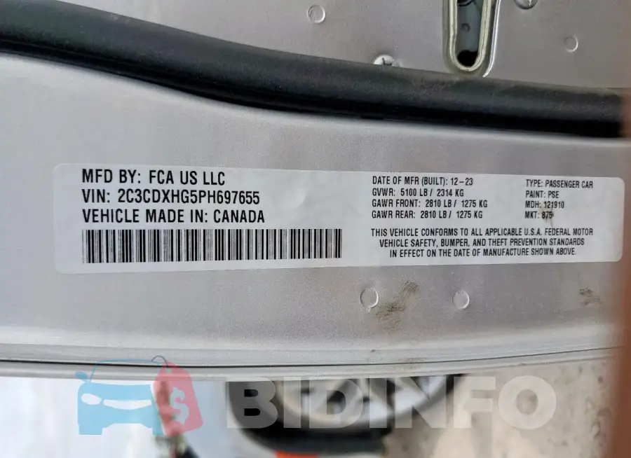 2C3CDXHG5PH697655 Photo# 13