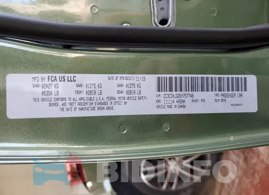 2C3CDXJG2KH757748 Photo# 13